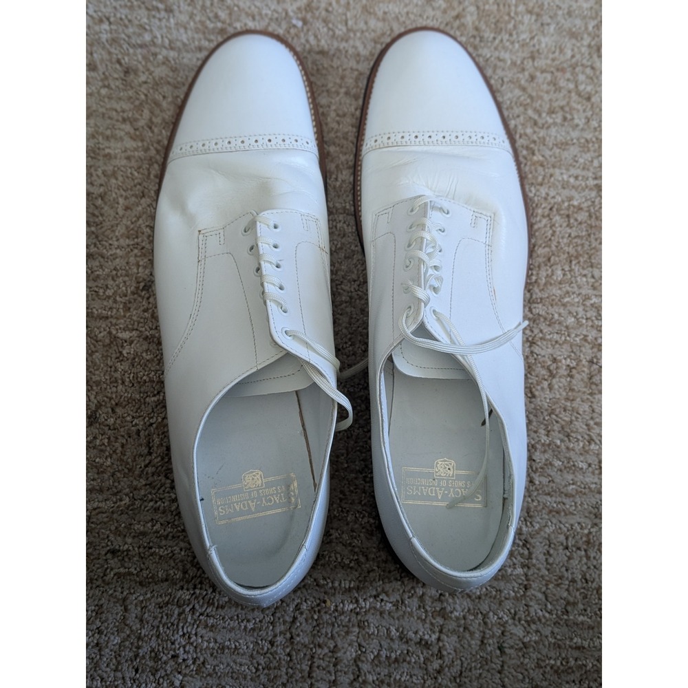 Stacy Adams Mens White Leather Cap Toe Oxford Dress Shoes 11 D 0001207 11